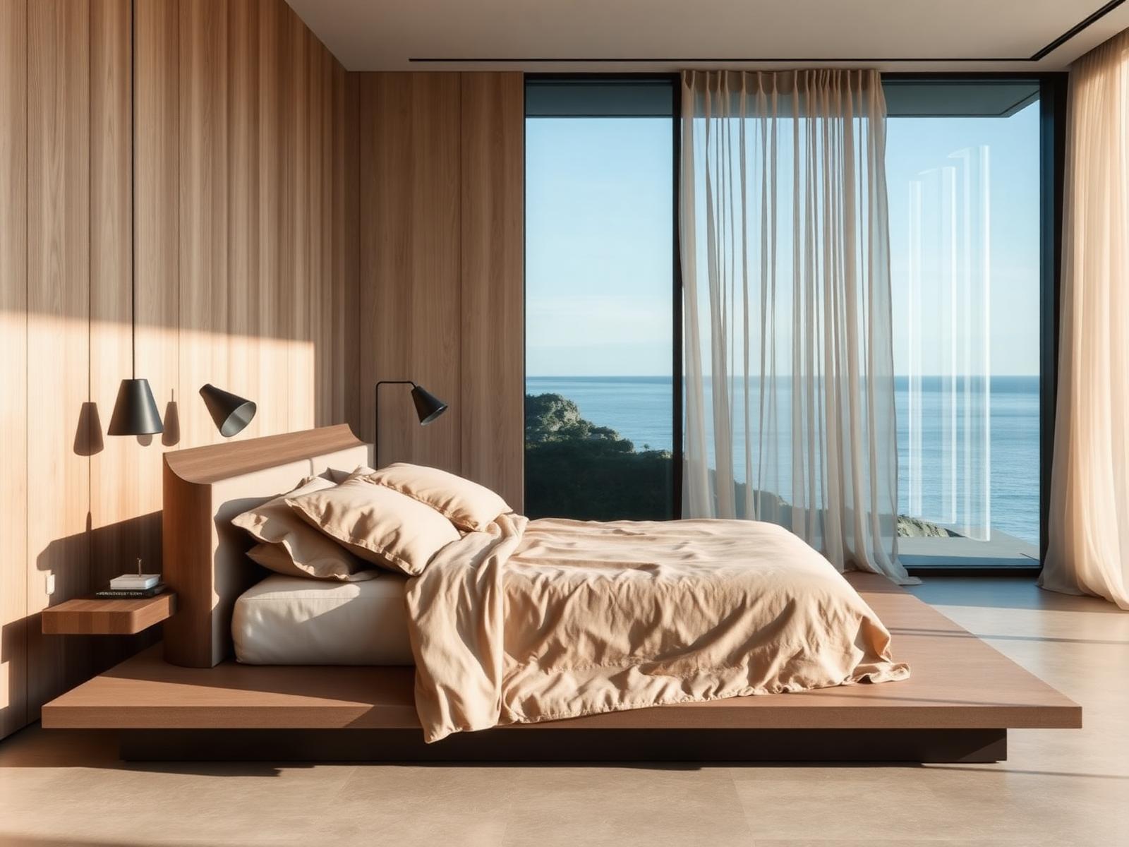 Interiorismo minimalista de dormitorio principal en vivienda de lujo en Tenerife